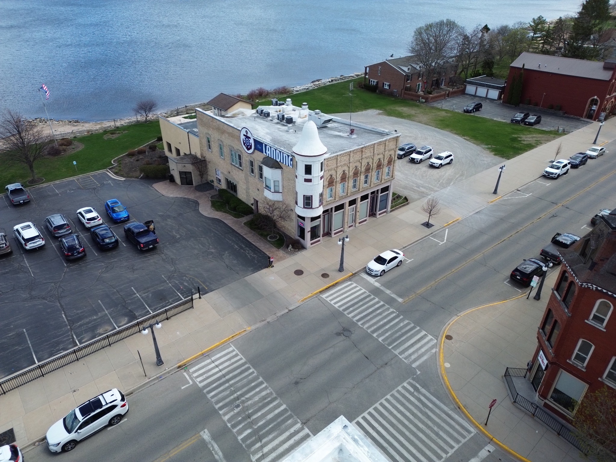 Aerial neighborhood overview for real estate photography